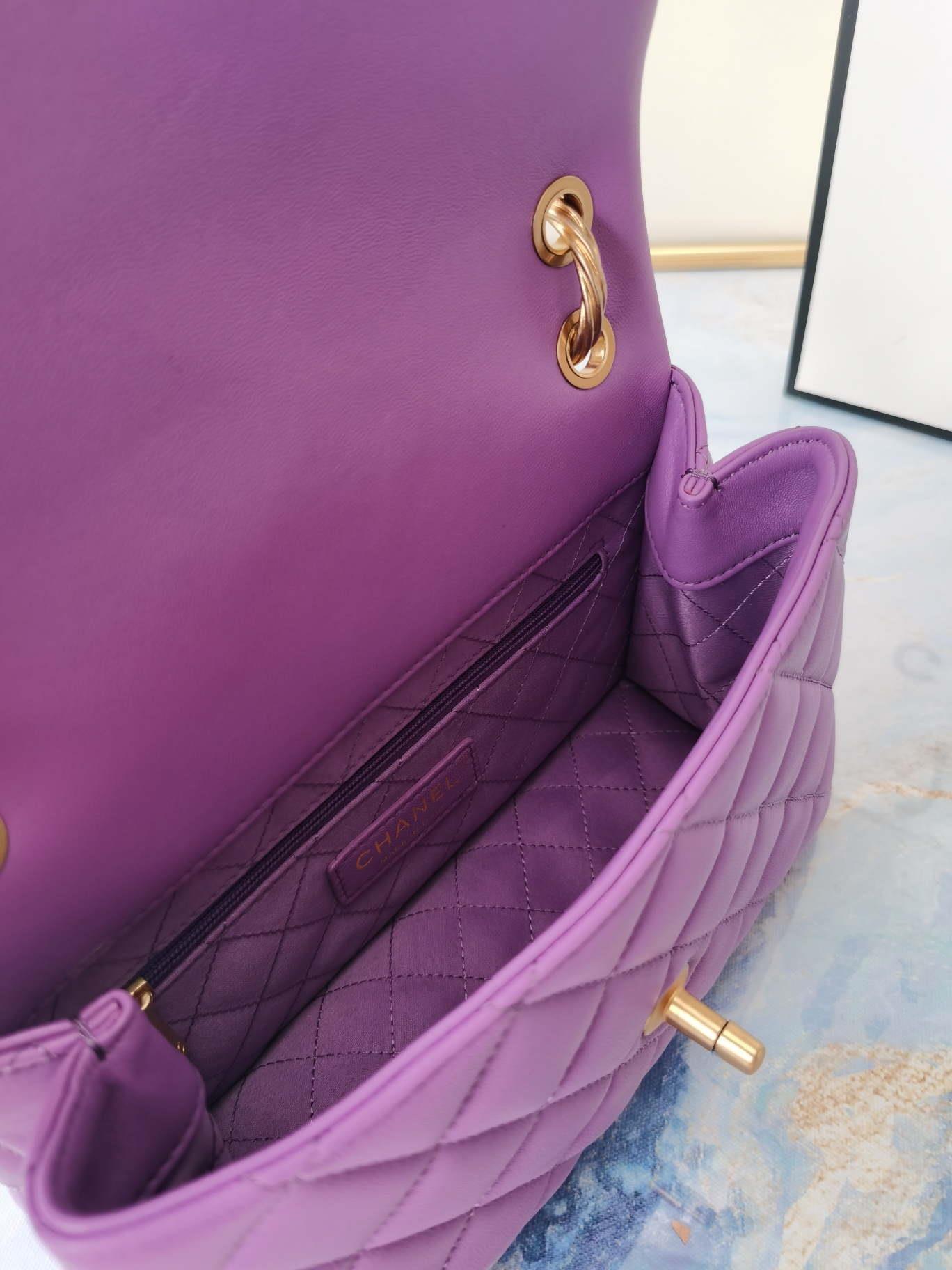 Chanel AS2044 Flap Original Lether Bag Purple