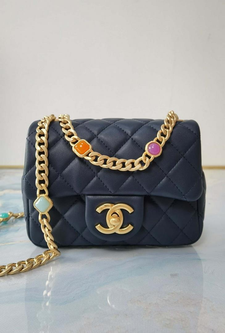 Chanel AS2379 Flap Bag Lambskin Navy Blue
