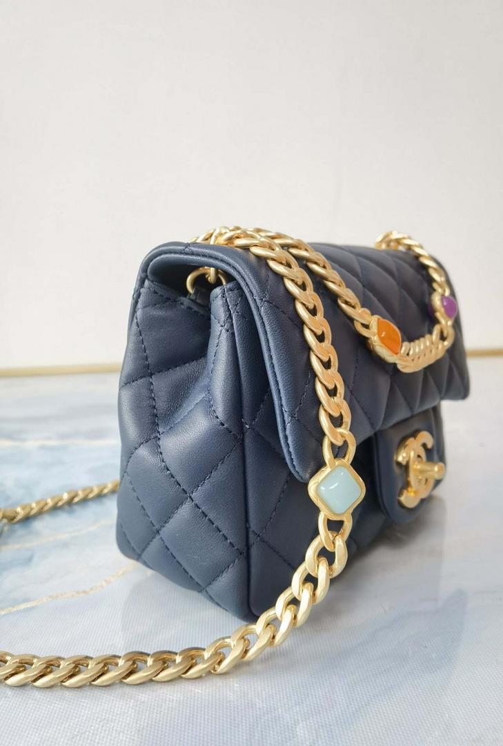 Chanel AS2379 Flap Bag Lambskin Navy Blue