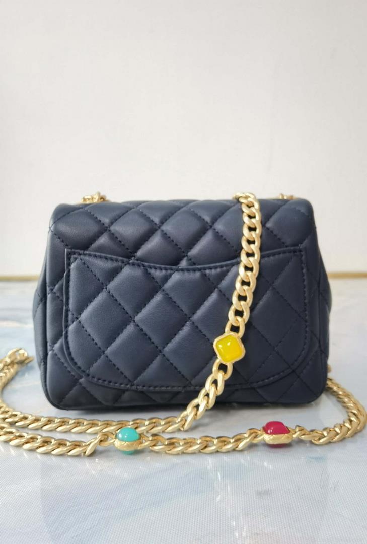 Chanel AS2379 Flap Bag Lambskin Navy Blue
