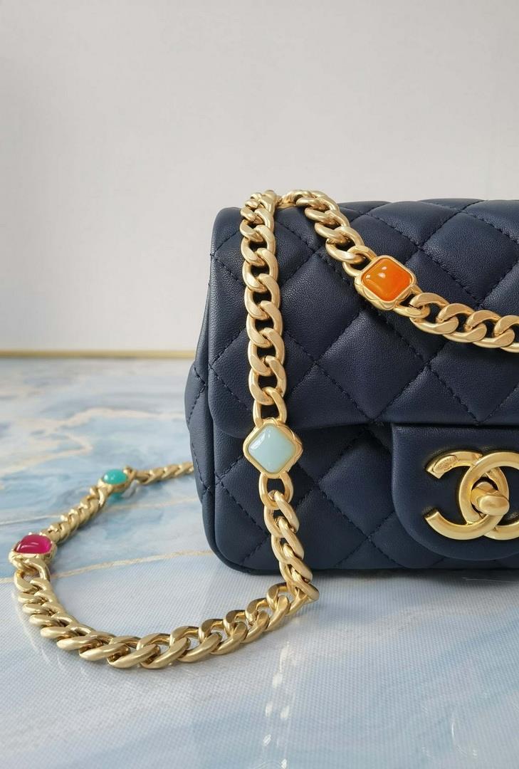 Chanel AS2379 Flap Bag Lambskin Navy Blue