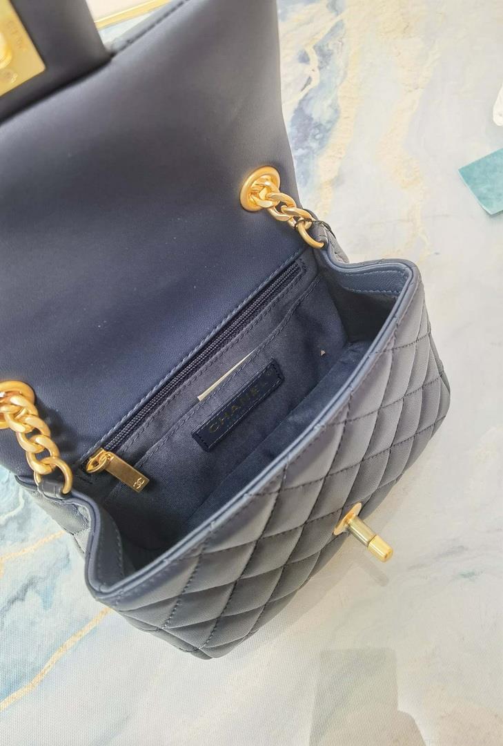 Chanel AS2379 Flap Bag Lambskin Navy Blue