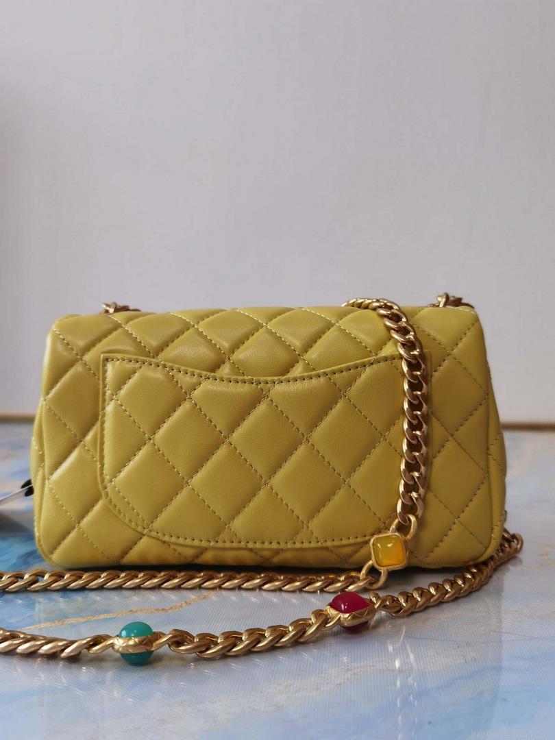 Chanel AS2380 Flap Bag Lambskin Light Yellow
