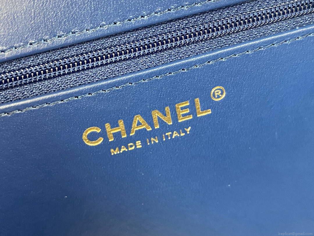Chanel CC Filigree Vanity Case Bag Grained Calfskin A93343 Navy Blue
