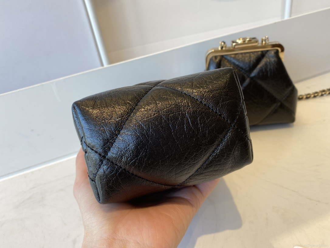Chanel AS1558 Glasses case Shiny Aged Lambskin Black