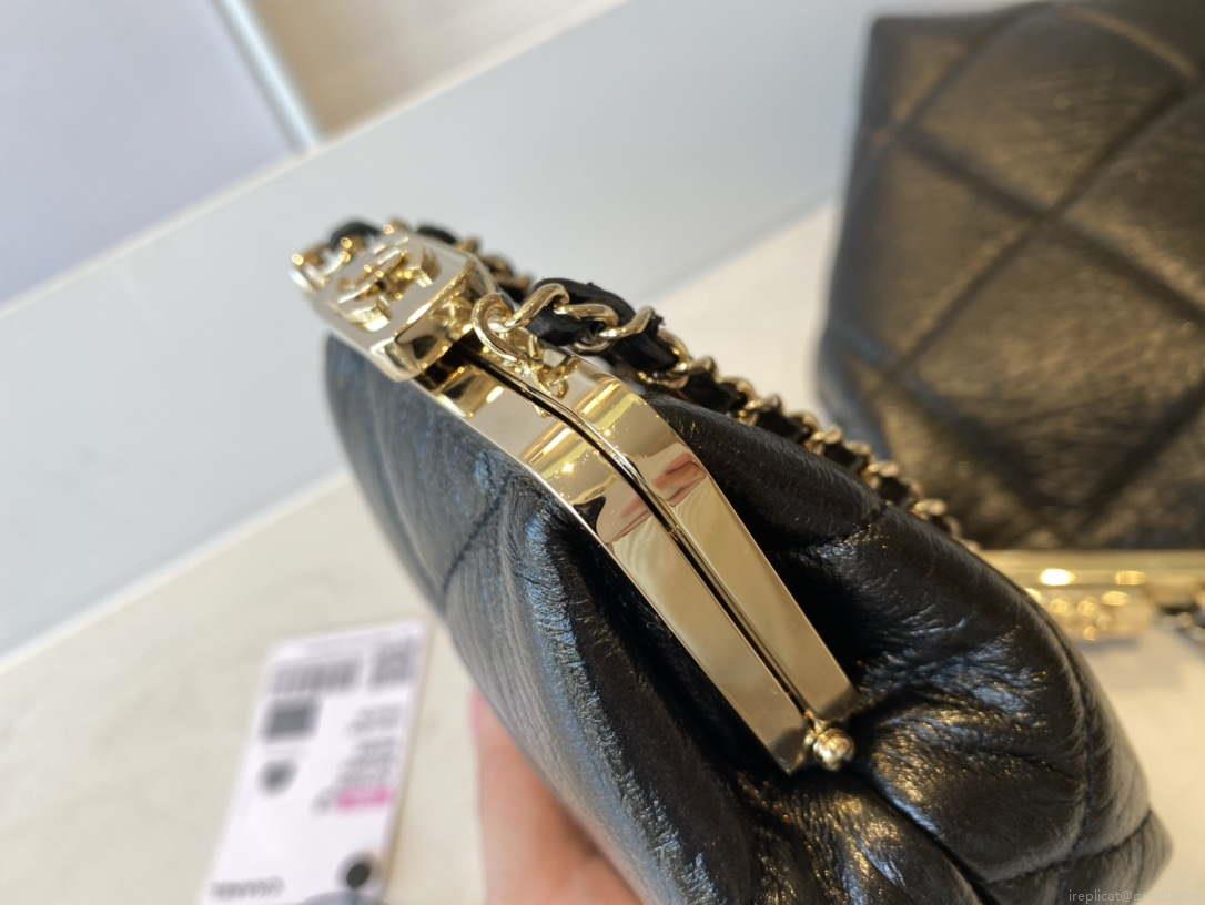 Chanel AS1555 Clutch with chain Shiny Aged Lambskin Black
