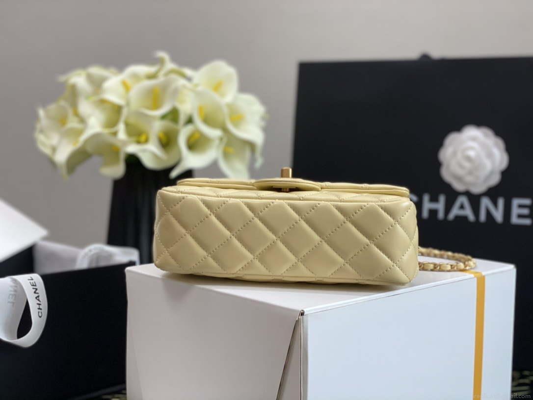 Chanel As1787 Flap Bag NA106 Shoulder Handbag B02916 Lambskin Yellow
