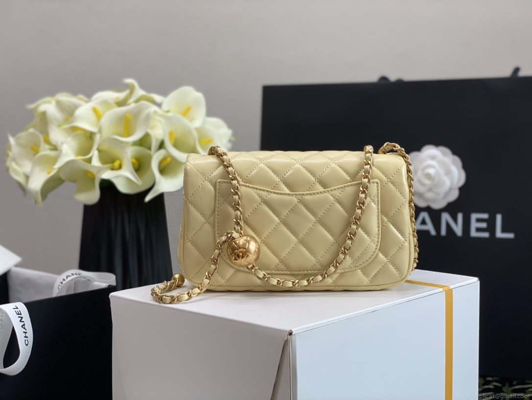 Chanel As1787 Flap Bag NA106 Shoulder Handbag B02916 Lambskin Yellow