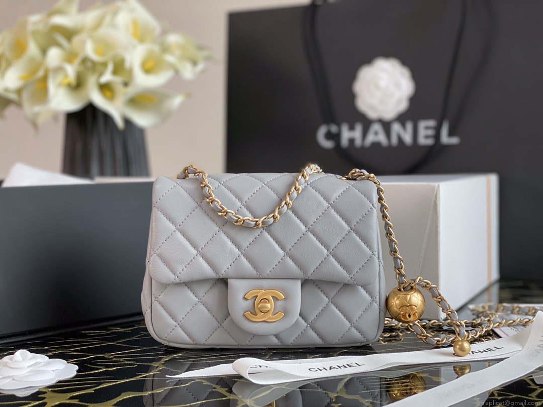 Chanel As1786 Flap Bag NA106 Shoulder Handbag B02916 Lambskin Gray