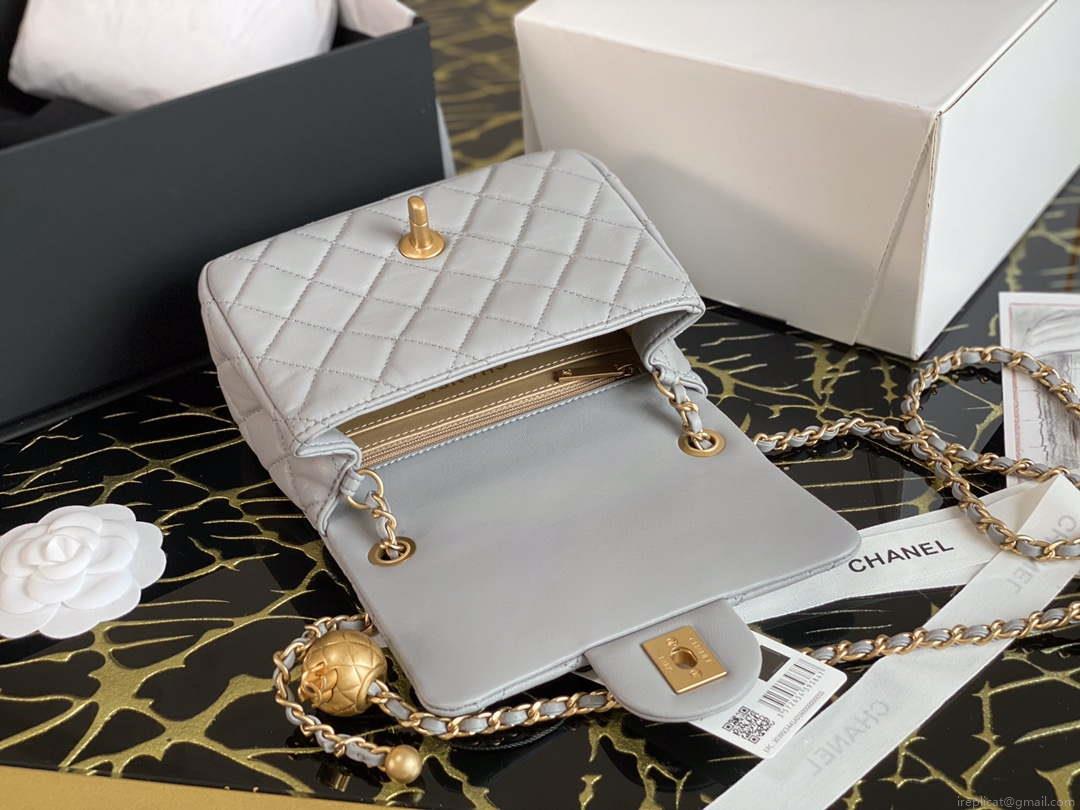 Chanel As1786 Flap Bag NA106 Shoulder Handbag B02916 Lambskin Gray