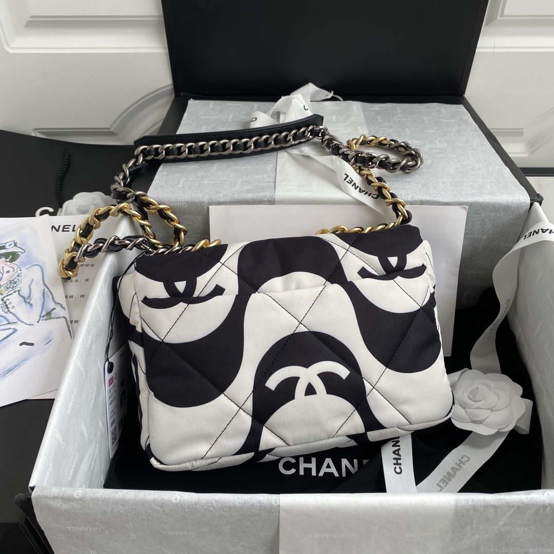 Chanel AS1160 Chanel 19 Flap B02511 N6512 Bag Tweed White and Black