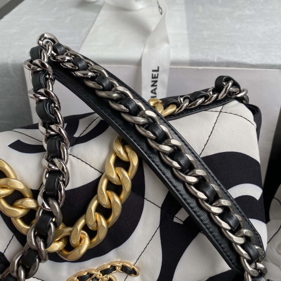 Chanel AS1160 Chanel 19 Flap B02511 N6512 Bag Tweed White and Black
