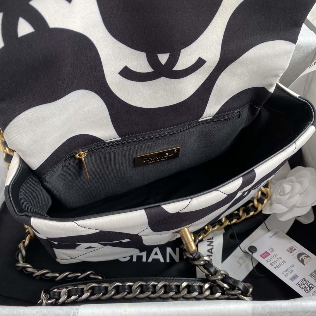 Chanel AS1160 Chanel 19 Flap B02511 N6512 Bag Tweed White and Black