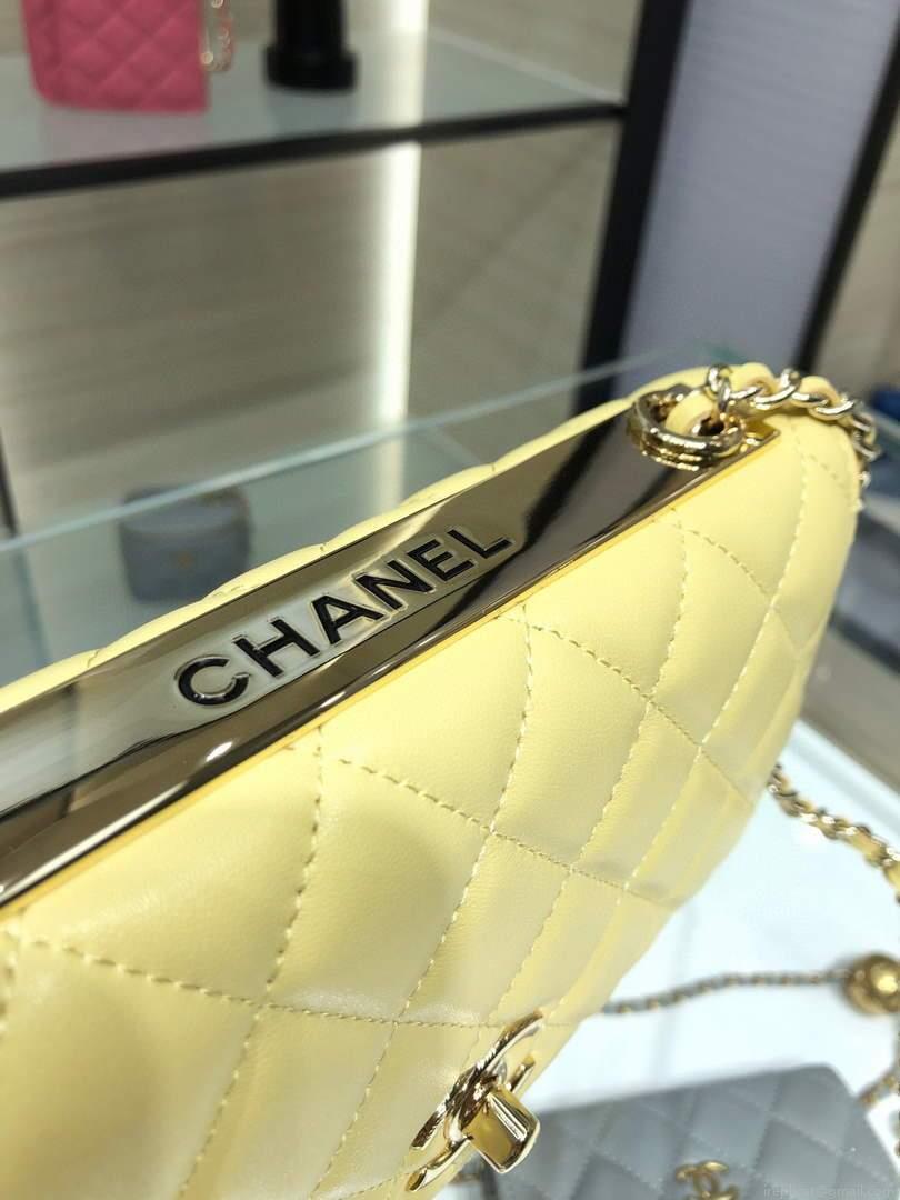 Chanel A84456 Chevron Trendy CC Wallet On Chain WOC Bag Lambskin Yelow