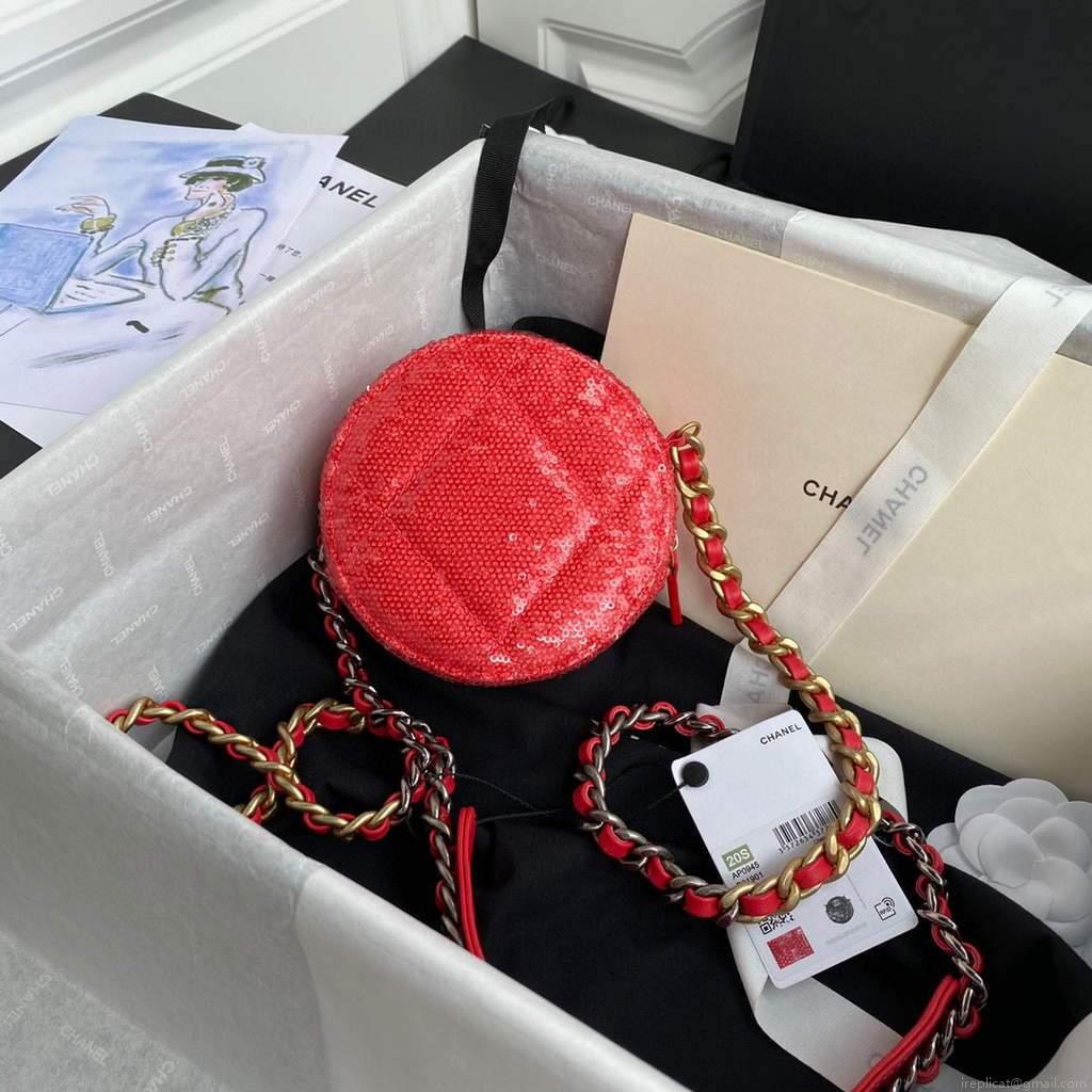 Chanel AP0945 chanel 19 clutch with chain Lambskin Beads Red
