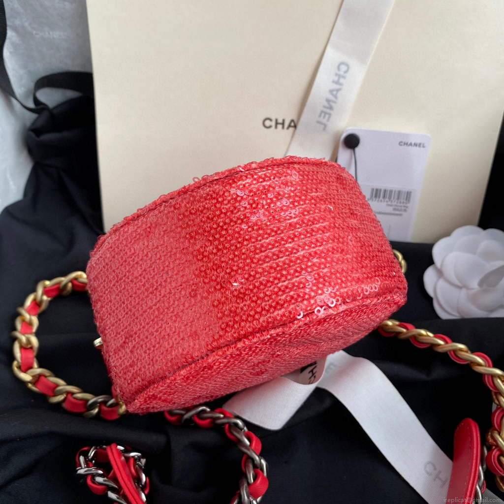 Chanel AP0945 chanel 19 clutch with chain Lambskin Beads Red