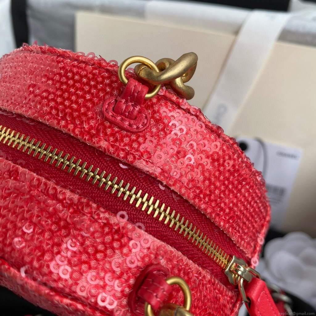 Chanel AP0945 chanel 19 clutch with chain Lambskin Beads Red