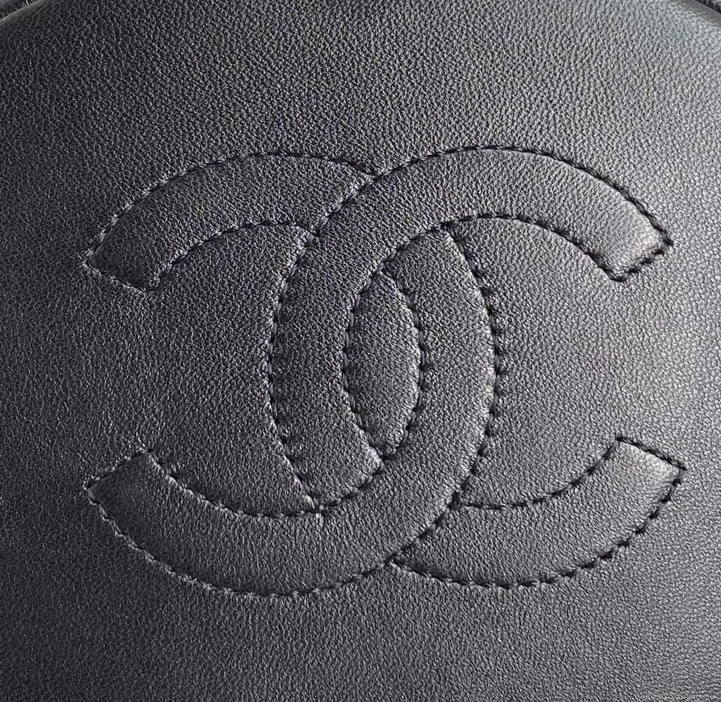 Chanel AS2390 Shiny Lambskin Small Drawstring Bucket Bag Black