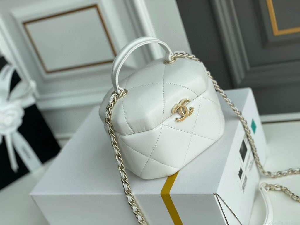 Chanel AS2630 Small Vanity Case Lambskin White
