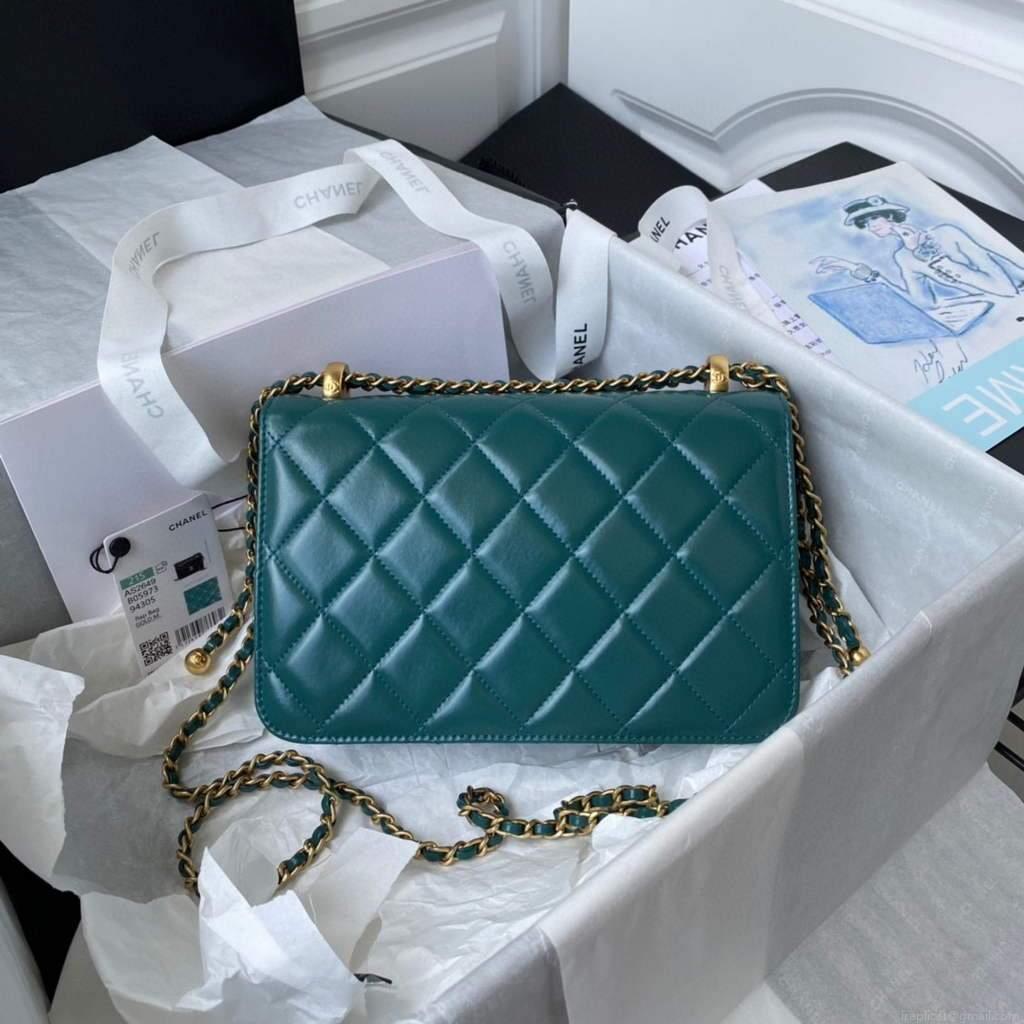 Chanel AS2649 Small Flap Bag Calfskin Green