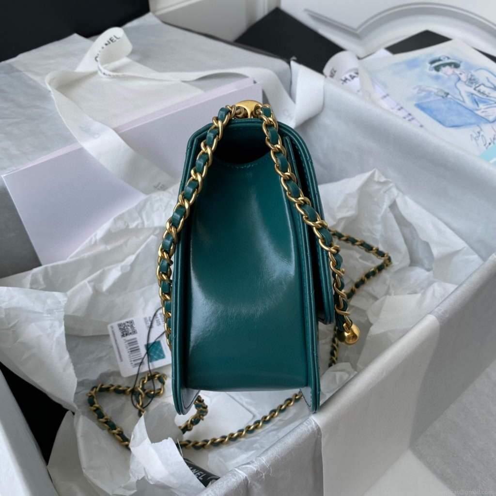 Chanel AS2649 Small Flap Bag Calfskin Green