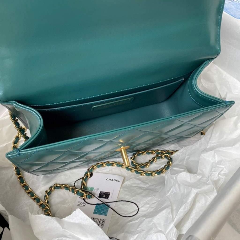 Chanel AS2649 Small Flap Bag Calfskin Green