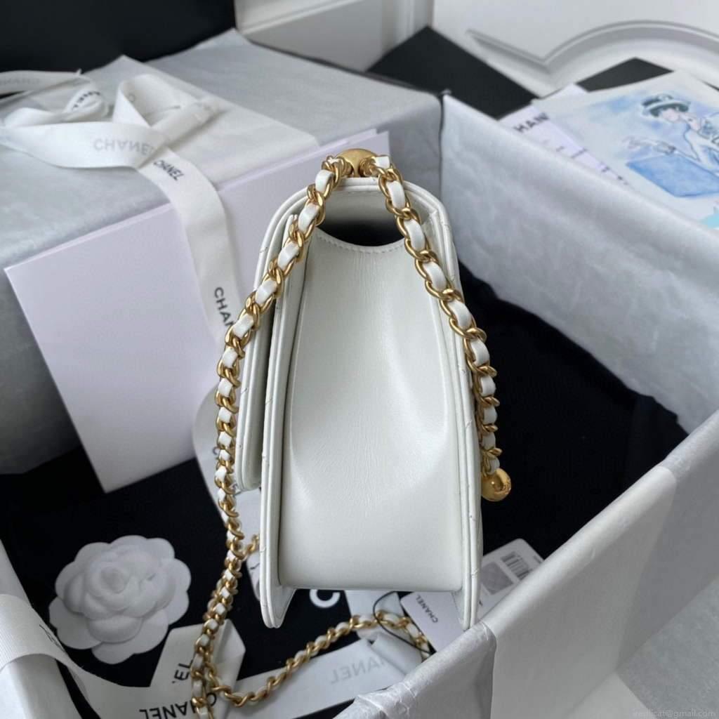 Chanel AS2649 Small Flap Bag Calfskin White