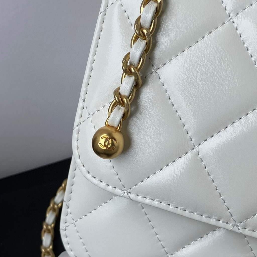 Chanel AS2649 Small Flap Bag Calfskin White