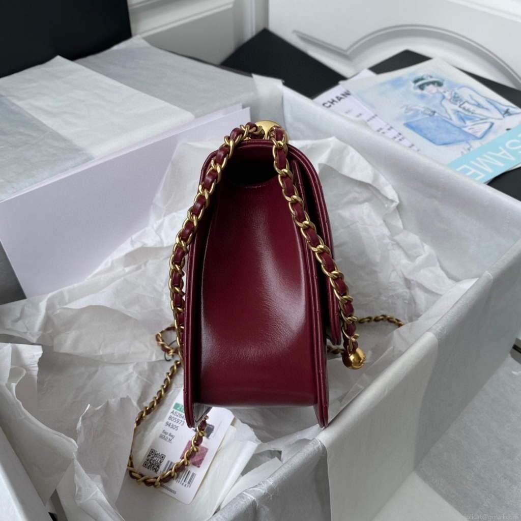 Chanel AS2649 Small Flap Bag Calfskin Wine Red