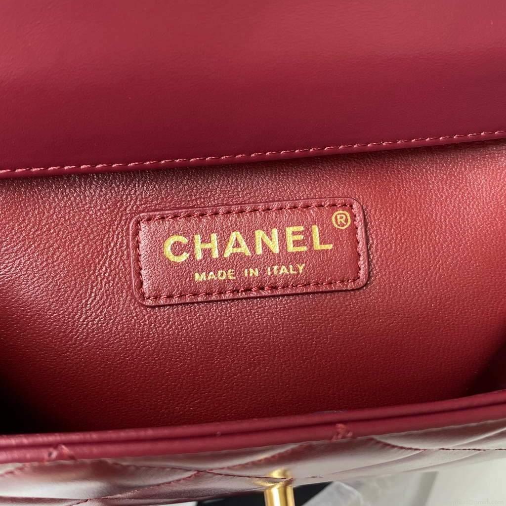 Chanel AS2649 Small Flap Bag Calfskin Wine Red