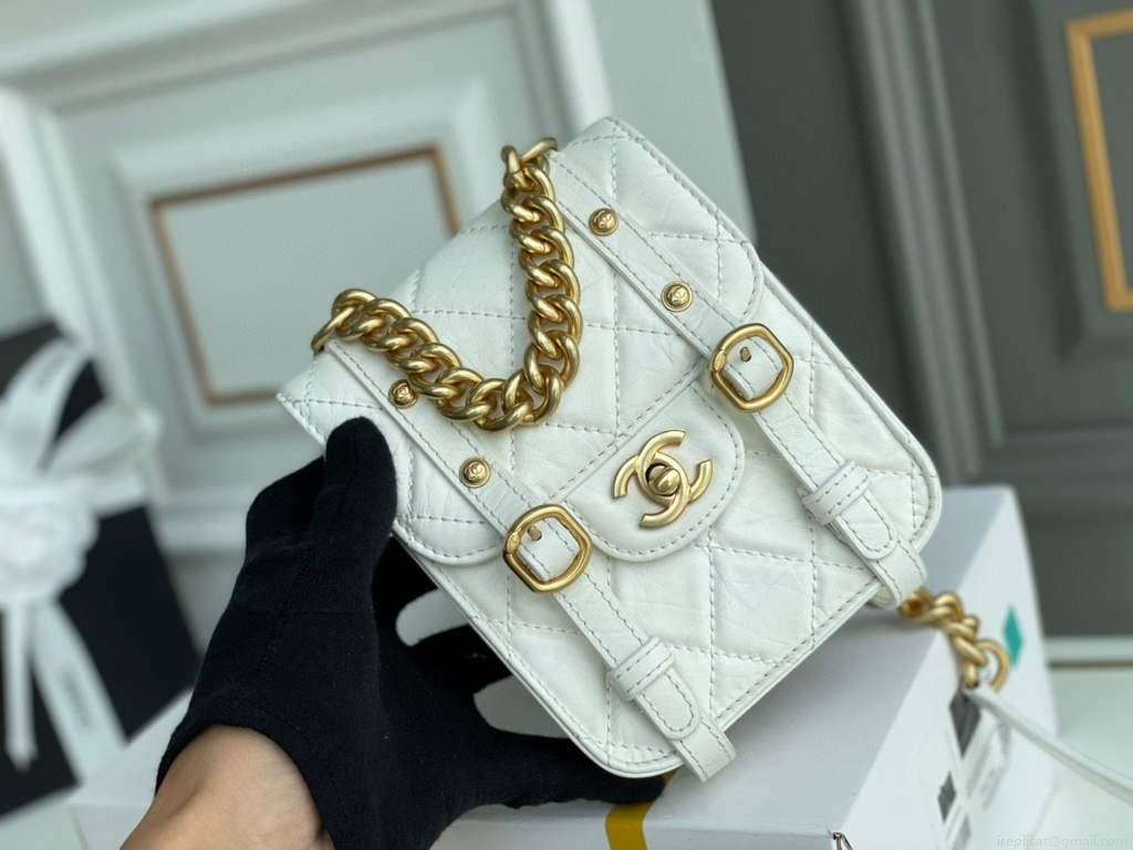 Chanel AS2695 Mini Flap Bag Calfskin White
