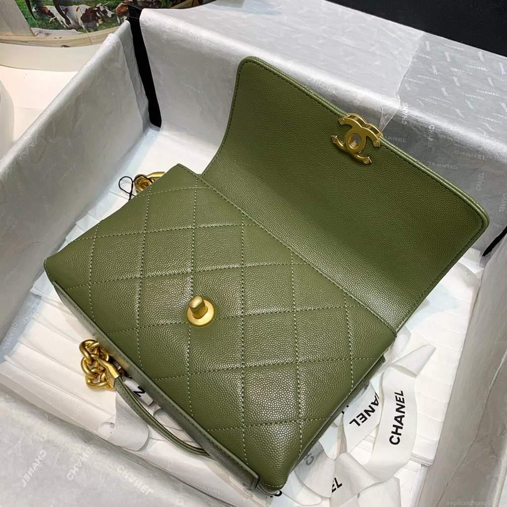 Chanel AS2711 Golden Chain Mini Flap Should Bag Green