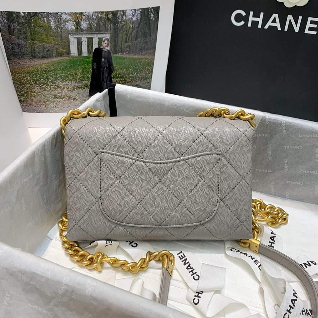 Chanel AS2711 Golden Chain Mini Flap Should Bag Grey
