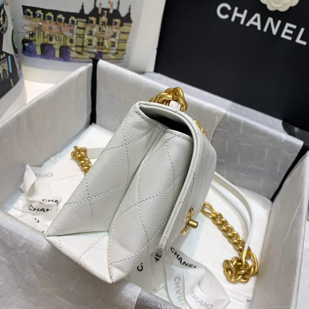 Chanel AS2711 Golden Chain Mini Flap Should Bag White