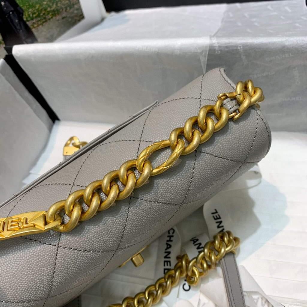 Chanel AS2764 Golden Chain Flap Should Bag Grey