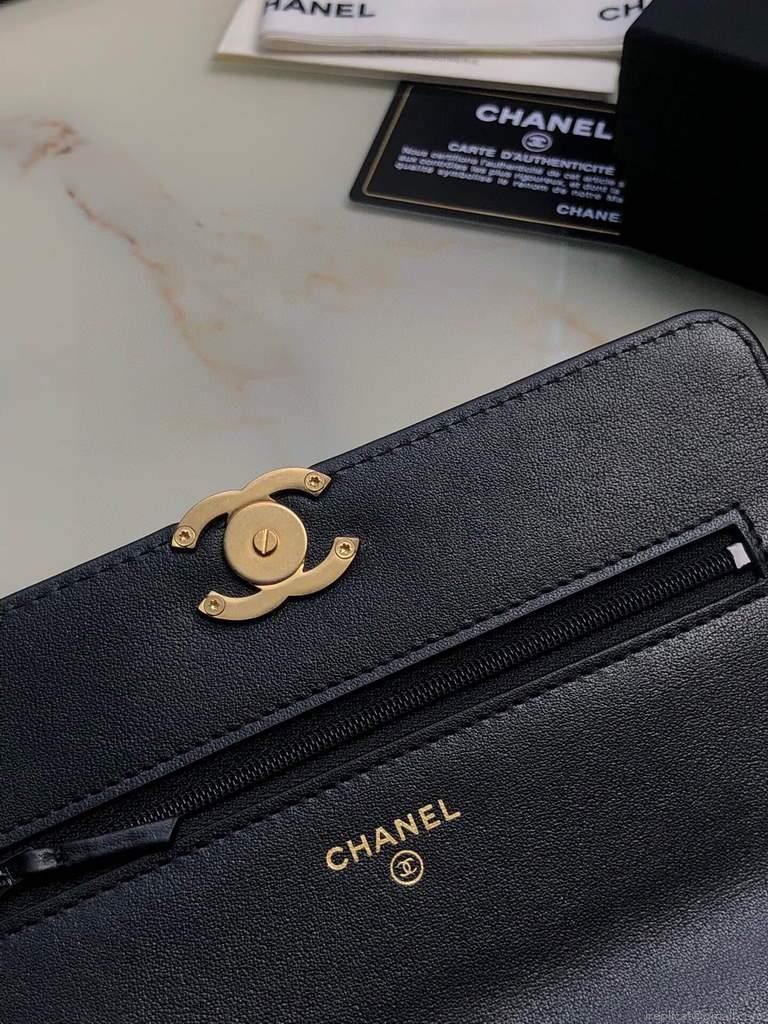 Chanel Shoulder Flap Mini Bag Lambskin AS2289 Black