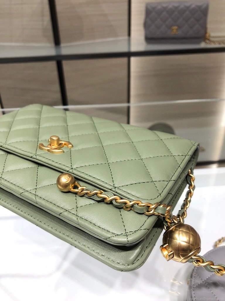 Chanel Wallet on Chain Lambskin AP1450 Light Green