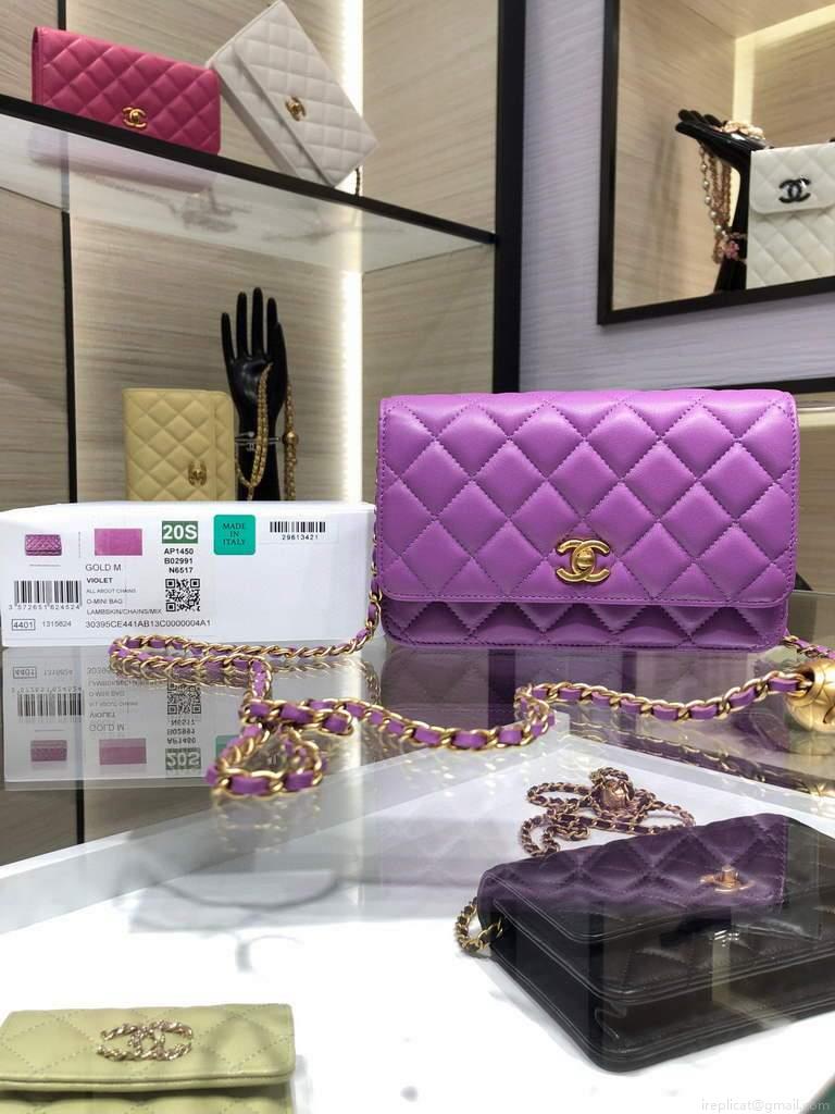 Chanel Wallet on Chain Lambskin AP1450 Purple