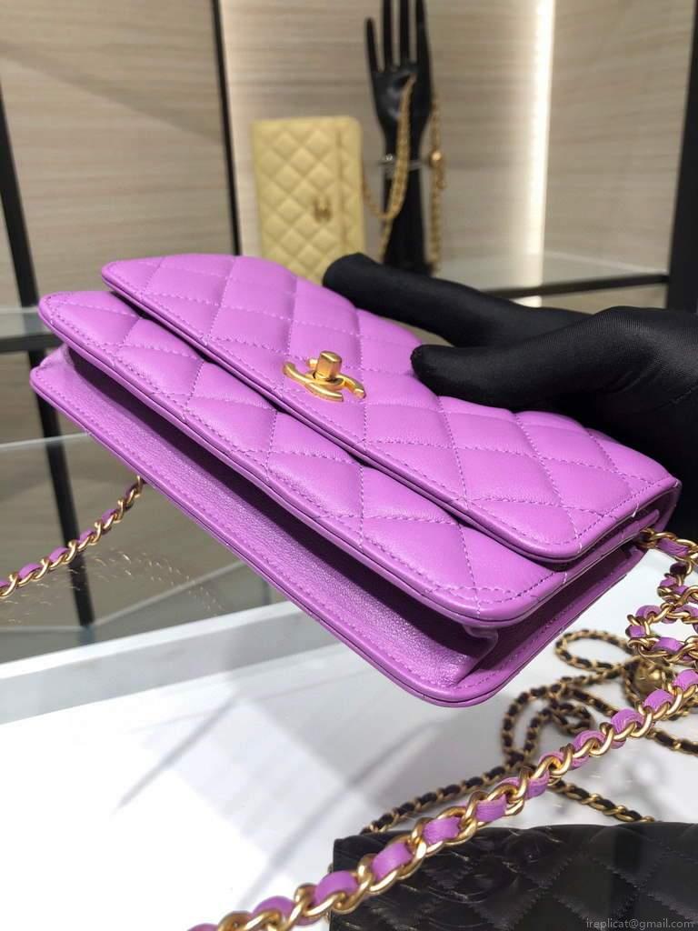 Chanel Wallet on Chain Lambskin AP1450 Purple