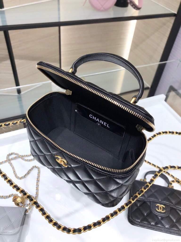 Chanel AP2199 Vanity With Chain Lambskin Gold Tone Black
