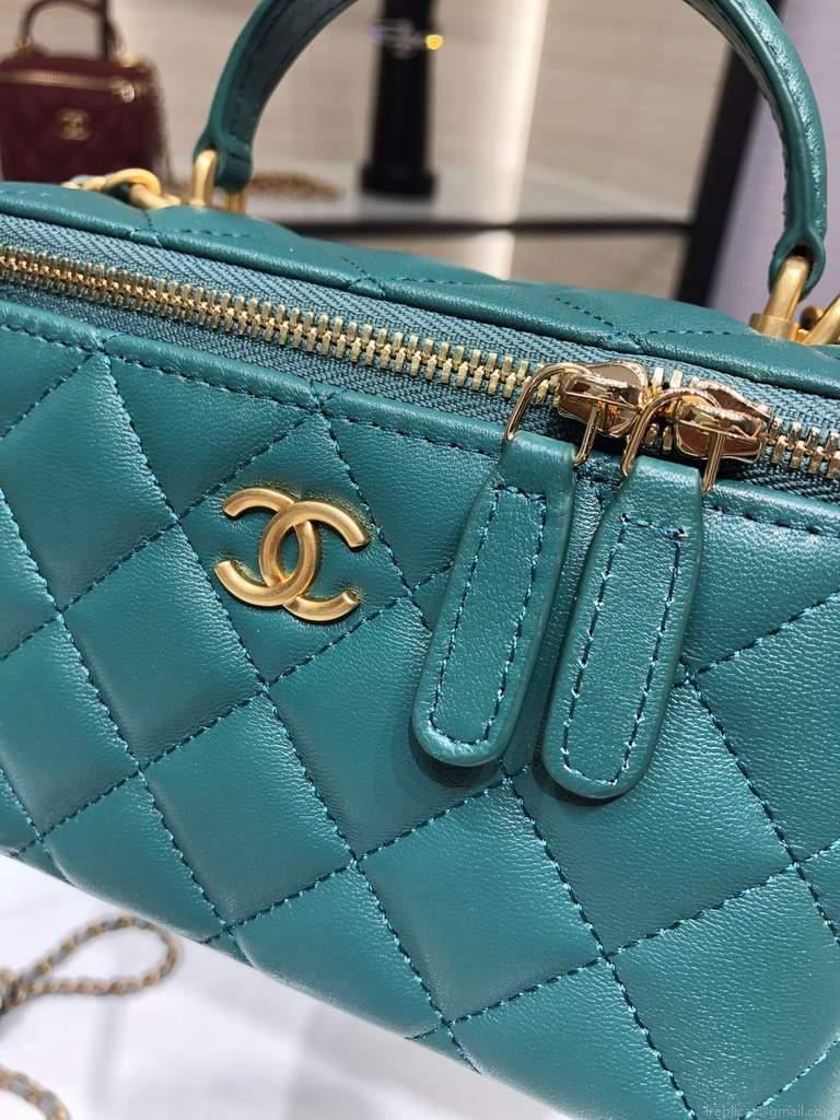 Chanel AP2199 Vanity With Chain Lambskin Gold Tone Green