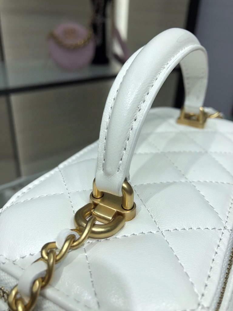 Chanel AP2199 Vanity With Chain Lambskin Gold Tone White
