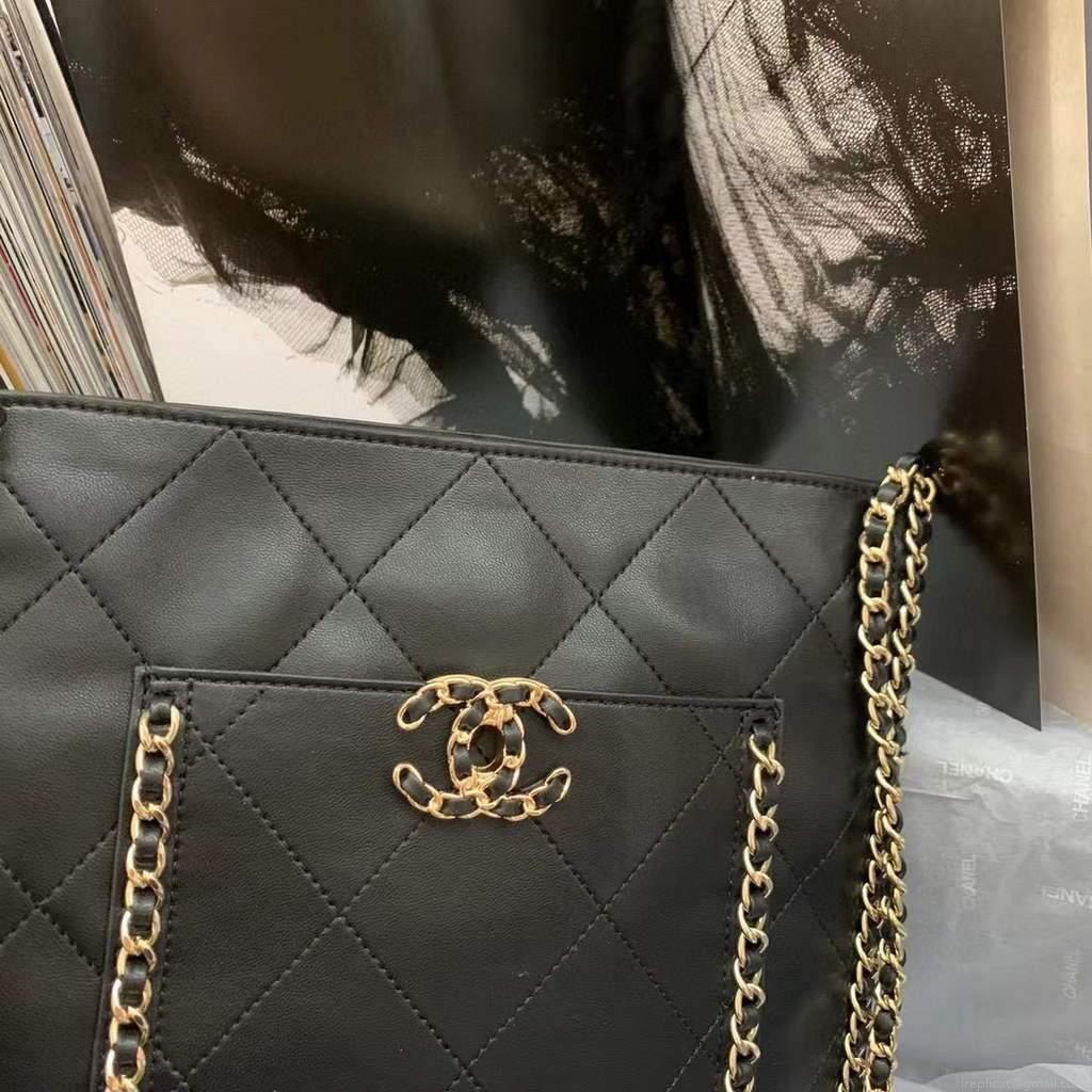Chanel AS2956 Shopping Bag Calfskin Black