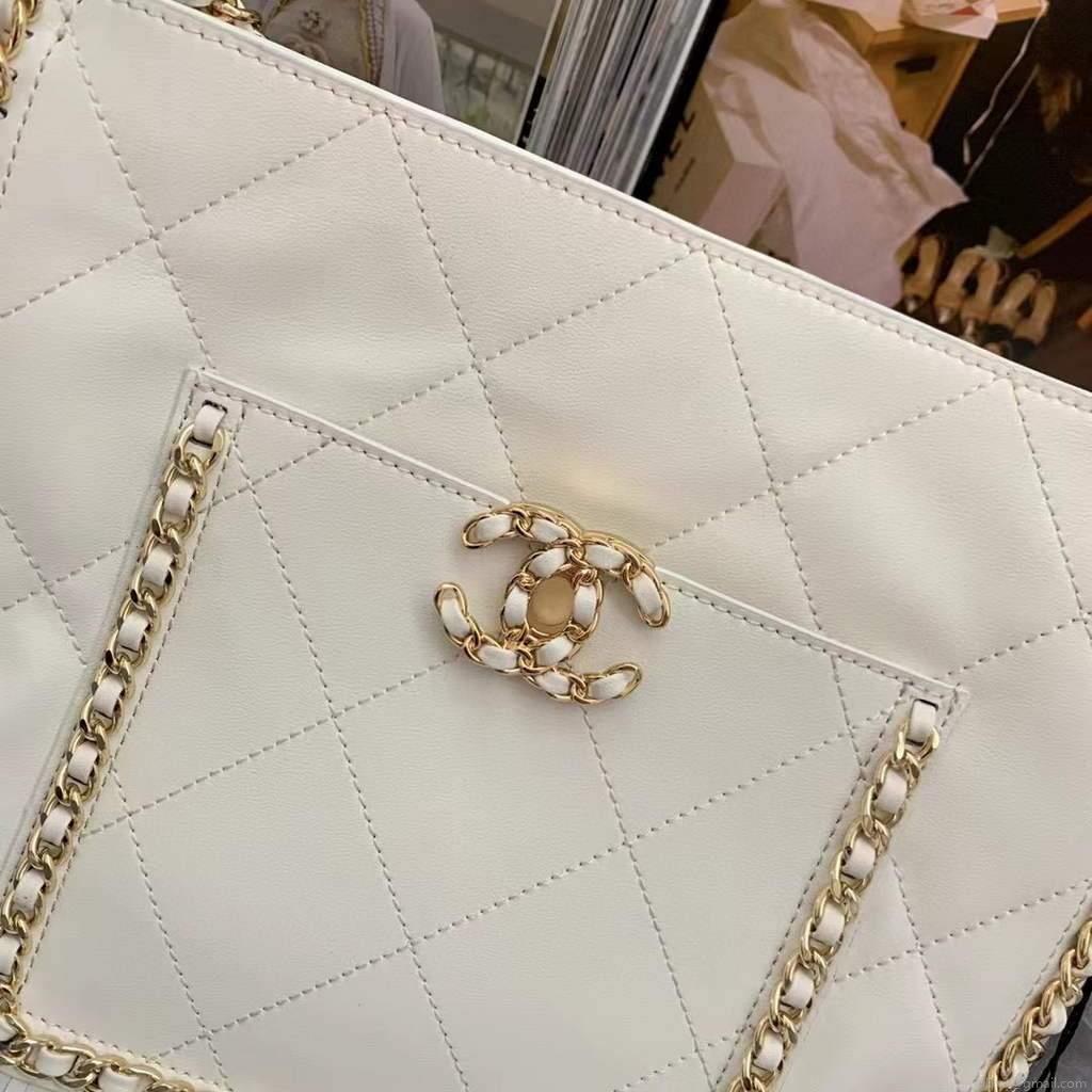 Chanel AS2956 Shopping Bag Calfskin White