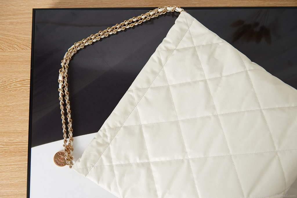 Chanel Shopping Bag Tote AS3261 White with black