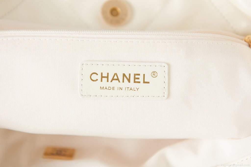 Chanel Shopping Bag Tote AS3261 White with Gold