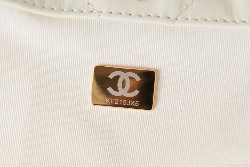 Chanel Shopping Bag Tote AS3261 White with Gold
