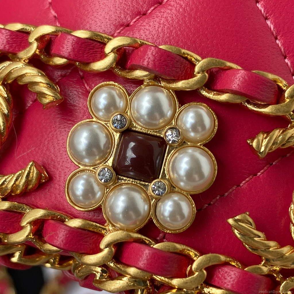 Chanel Bucket With Chain bag AS2257 Red