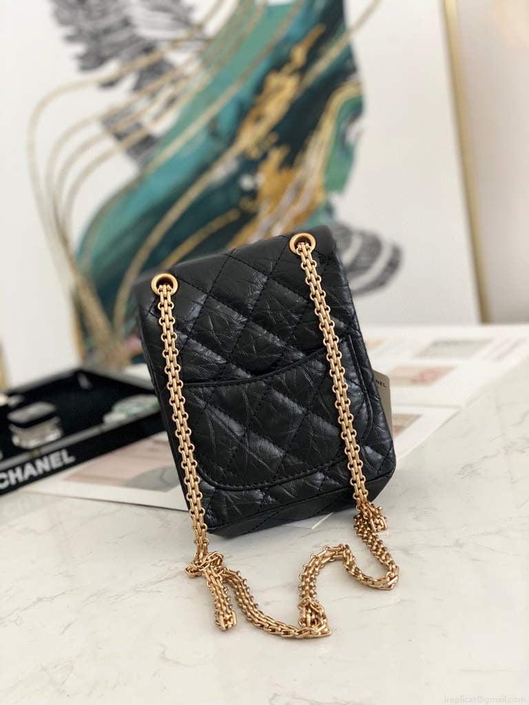 Chanel Flap Phone Shoulder bag Lampskin Red AS1326 Black