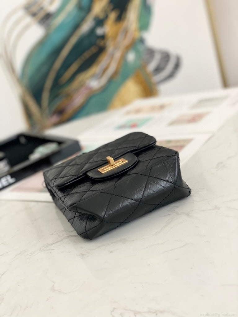 Chanel Flap Phone Shoulder bag Lampskin Red AS1326 Black